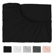 100 Microfiber 60"x80" Size Fitted Sheet Only, Hotel Quality Deep Queen Black