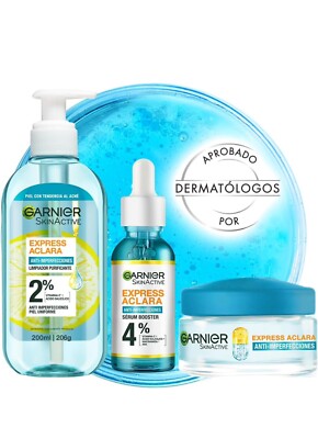 GARNIER SKIN ACTIVE EXPRESS ACLARA/3PACK/LIMPIADOR/GEL CREMA/SERUM ANTI MANCHAS