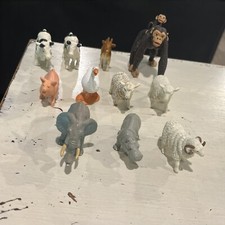 Safari Wildlife Toy Figurines Lot Of 11: Cow Chimpanzee Elephant Hippo Sheep