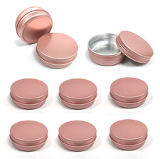Aluminum Tin Screw Top Lid Round Metal Container,Storage Jar Travel,Rose Gold