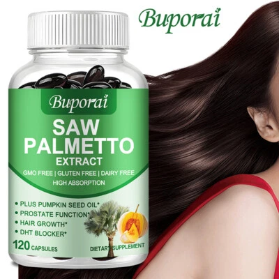 BUPORAI Saw Palmetto - Aceite de semilla de calabaza - para el crecimiento del cabello, próstata y apoyo urinario