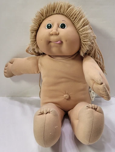 Cabbage Patch Girl Doll 1986 Head Mold 1 Long Blonde Hair Green Eyes Tongue Out
