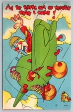 Comic Postcard Halverson Beals AVC-11 Scared Bird With Soldier Piloting A Plane