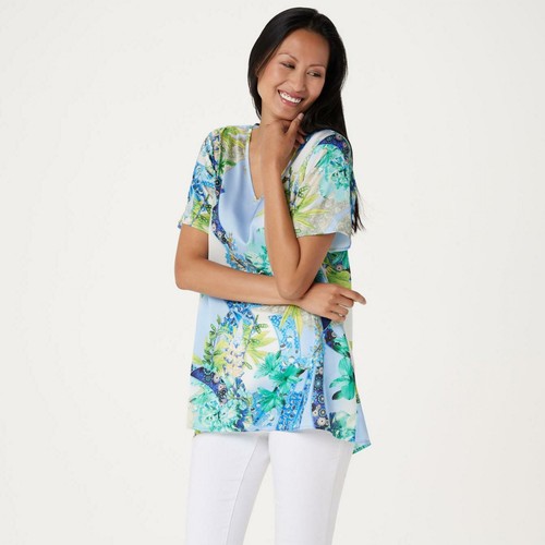 NWT Susan Graver Plus Size Satin V Neck 