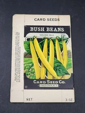 Vintage Bush Beans Golden Wax Box Card Seed Co Fredonia NY NOS