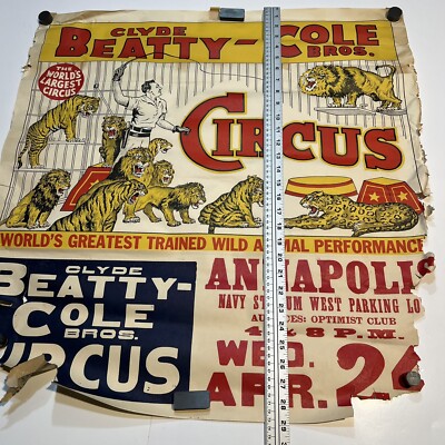 ゴウカザル　ポスター Vintage Clyde Beatty Cole Bros Circus Lion Tamer Big Cat Poster