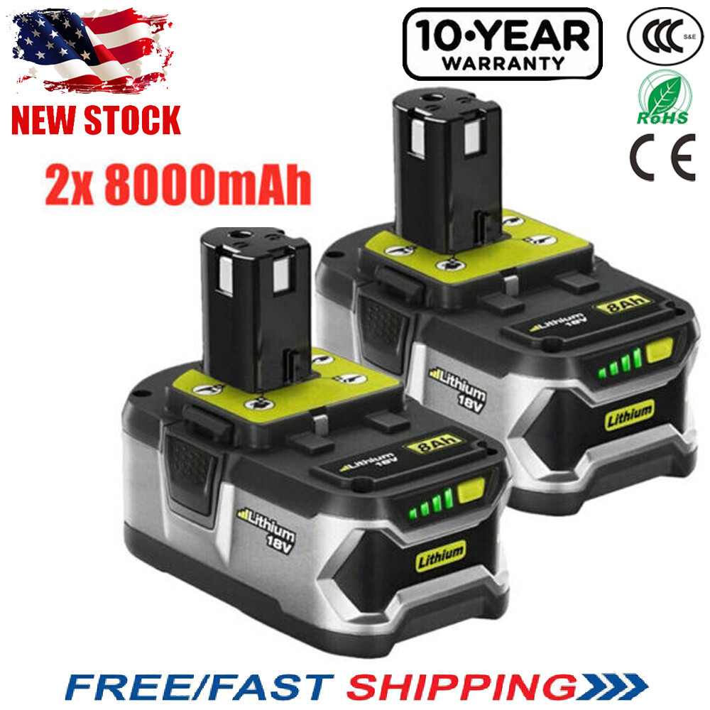 8.0Ah 18Volt For RYOBI P108 18V For One Plus High Capacity Lithium Ion Battery