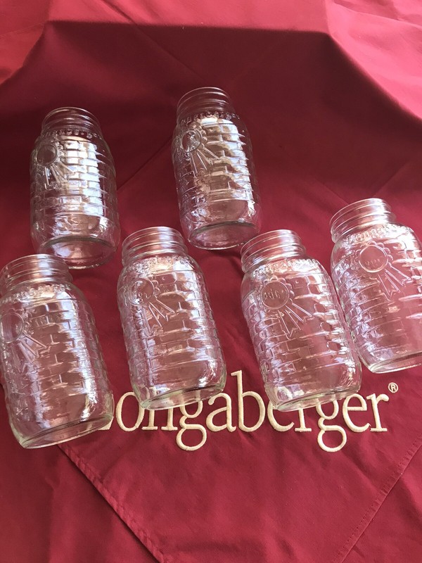 Longaberger Set of 6 one qt. caning jars - Blue Ribbon Coll-NIB