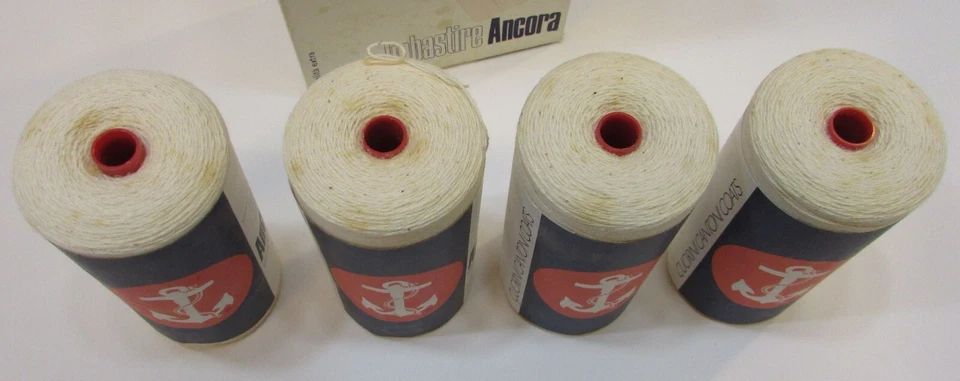 4 nuevos rollos vintage Imbastire Ancora Italia 100 gramos hilo de algodón marfil con caja Foto 4 de 4