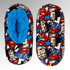 New Kids Superman Hero Slippers Super Soft Fleece Lined M/L 13-4