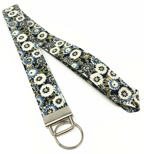 Chevron / Flower / Polka Dots pattern Fabric Neck Lanyard Key Fob keychain - Picture 38 of 84