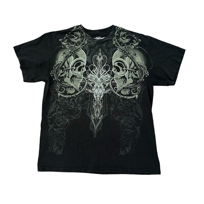 MMA Elite Shirt T-Shirt Cross Wings Y2K Affliction Large Skull 