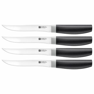 ZWILLING Now S Messer Steakmesserset 4-tlg, Schwarz Rostfreier Spezialstahl  