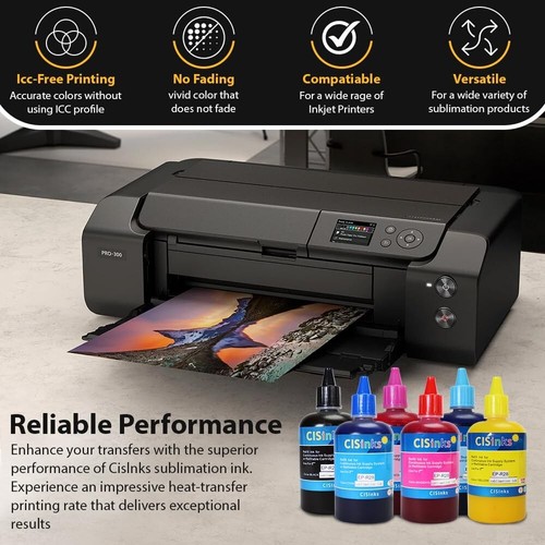 CISinks T252 Sublimation Refill Ink Bottles alternative for WF-7710 WF-7720 7610 - Picture 5 of 7