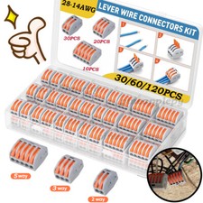 120/30PCS Lever Wire Compact Fire Retardant Quick Disconnect Wire Connectors Kit