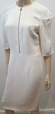 STELLA MCCARTNEY Cream Animal Embossed Zipper 3/4 Sleeve Smock Dress IT40 UK8