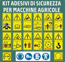 15 PITTOGRAMMI ADESIVI SEGNALE PERICOLO ISO 11684 MACCHINE AGRICOLE E FORESTALI