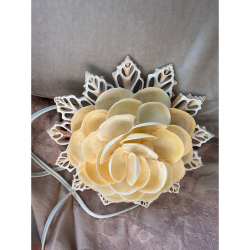 Vintage Natural Seashell flower Lamp Night Light Shell 6.5” retro nautical Mcm - Picture 7 of 14