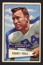 1952 Bowman Large BARNEY POOLE Dallas Texans #11 VG+ Condition (4)
