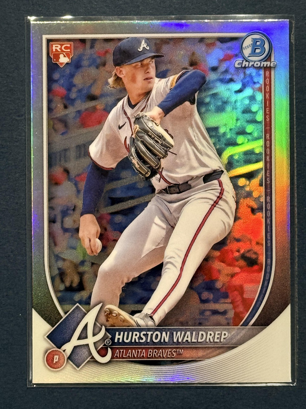 2025 Bowman #61 Hurston Waldrep Bowman Chrome Red Rookie Logo