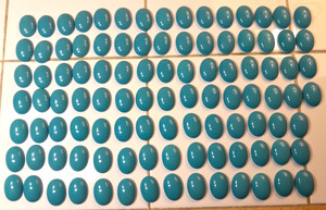 Vintage Cast Glass Cabochons Oval Blue Aqua Faux Turquoise Color LOT 100 pieces