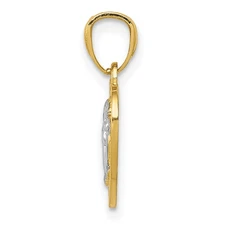 14k and White Rhodium Polished Guardian Angel in Heart Pendant K5911