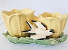 Vintage 1940's McCoy pottery planter Yellow Tulips and Green leaves & bird