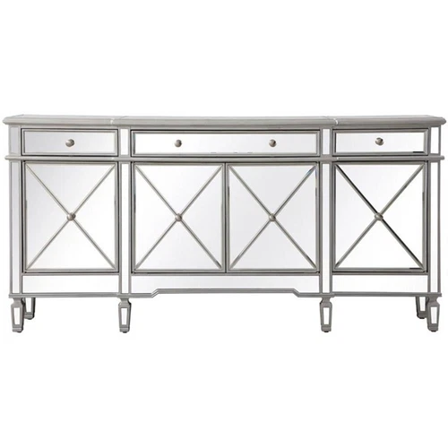 Elegant Decor Contempo 4 Door 72" Mirrored Sideboard in Antique Silver - Picture 5 of 10