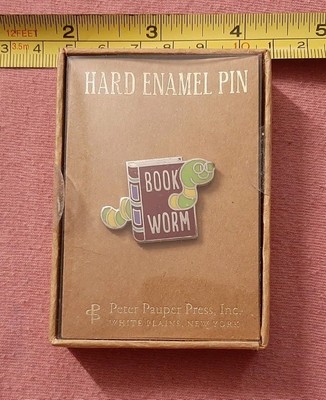 CUTE Book Worm Peter Pauper Press Inc Hard Enamel Pin 2017 in box