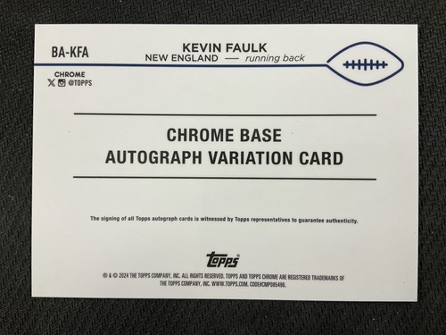 2024 Topps Chrome #BA-KFA Kevin Faulk Patriots Aqua Sonar Refractor AUTO /199 - Picture 2 of 2