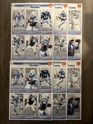 1993 McDonald's Indianapolis Colts NFL Gameday Lot of 3 Complete