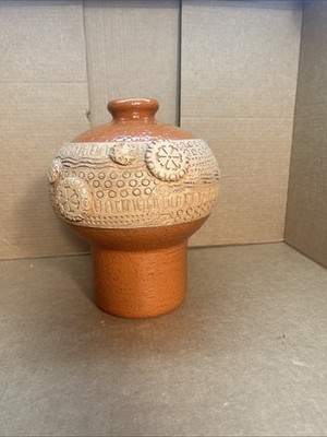 Vintage Mid-Century Italian Pottery Vase Urn Raymor Bitossi Art Ceramic Orange