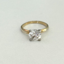 Vintage 925 Sterling Silver Gold Tone Clear CZ Solitaire Band Ring Size 6.75