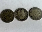 Lot of 3 circulated Barber Quarters 90% Silver