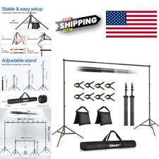Photography Backdrop Stand 10x7ft Lightweight Portable Kit with Sandbags Clamps