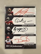 2025 Onyx Quad Auto Pierre Garcon,Dexter Jackson,Jamarcus Russell,Dwayne Bowe