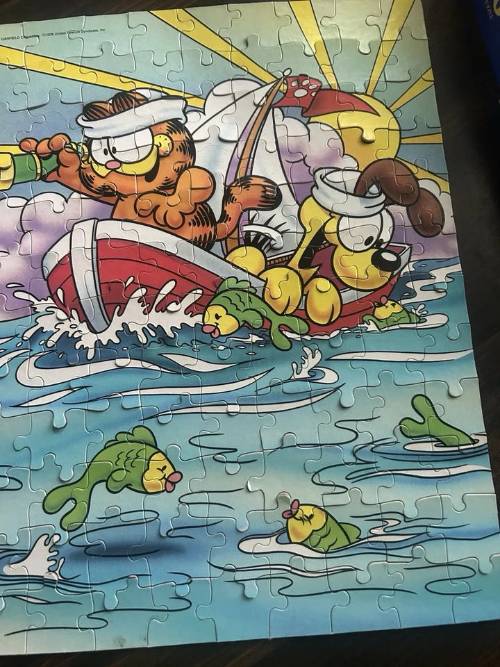 Garfield Odie Little Golden Puzzle 100 Piece Boat Sailing Ocean Complete - Image 3 of 4