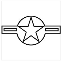 3" aircraft star black outline bumper sticker decal usa made