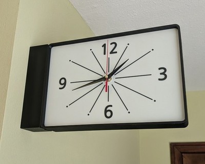 Extra Large Dulton Style Retro Double Faced Wall Clock (BLK) Mid-Century Modern
