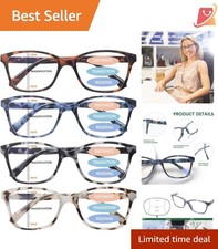 4 Pack Progressive Multifocus Reading Glasses Blue Light Blocking Unisex