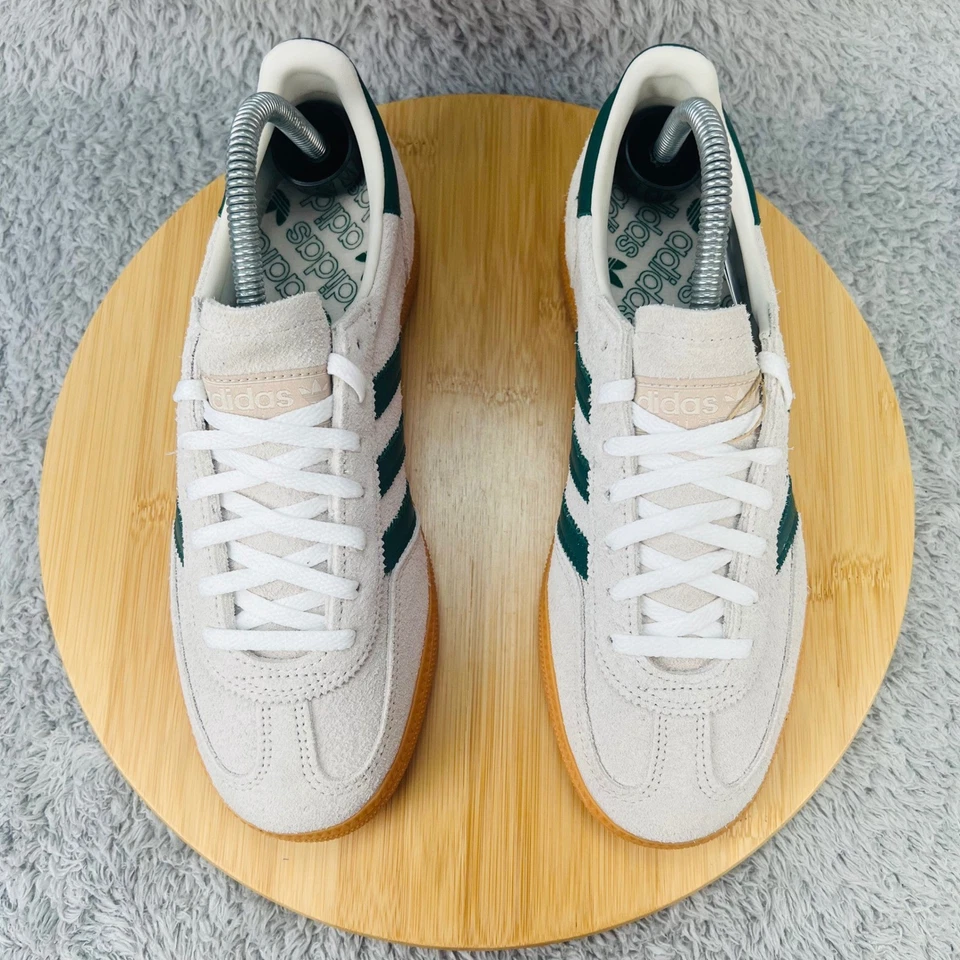 Adidas Handball Spezial Womens 7.5W Grey Suede Green Leather Gum Sole Sneakers - Image 4 of 4