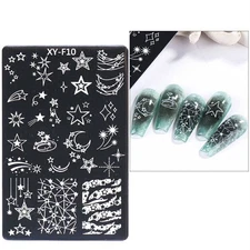 Crescent Moon Stars Meteor Solid Hollow Stars Nail Metal Stamping Plate