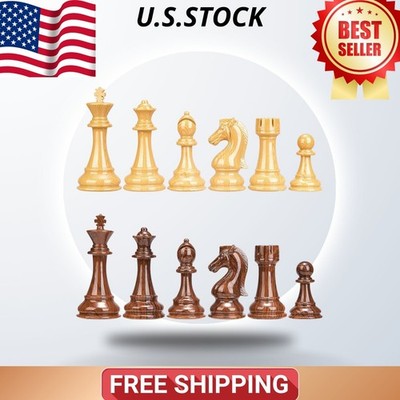 Weighted Chess Pieces 4.25'' King with 2 Extra Queens Tournament Set