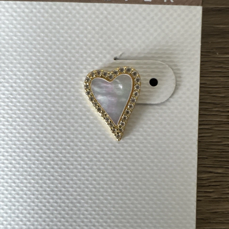 Pendientes Argento Vivo para mujer enchapados en oro de plata esterlina con corazón y circonita cúbica ~ ¡Nuevos! Foto 3 de 4