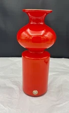 Vintage MCM Holmegaard Carnaby Red Vase Mod  1960s Art Glass