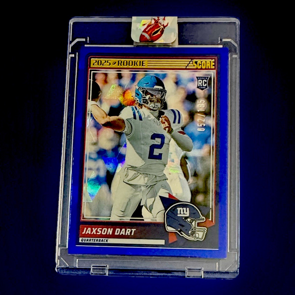 JAXSON DART - 2025 PANINI SCORE - BLUE CUBIC - ROOKIE - #35 - 52/185