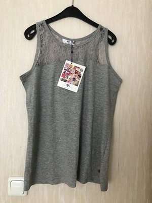 AJC Damen Top mit Spitze grau Gr.L (40) NEU mit Etikett 