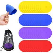 48 Soccer Cones Set - Flat Markers for Agility Training and Field Activities
