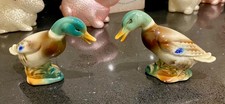 Pair Vintage Ceramic Duck Mallard Figurines