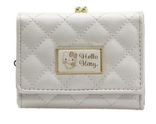 Tri-fold wallet, coin purse style, quilted, Hello Kitty, pearl white, HK78-2PWH